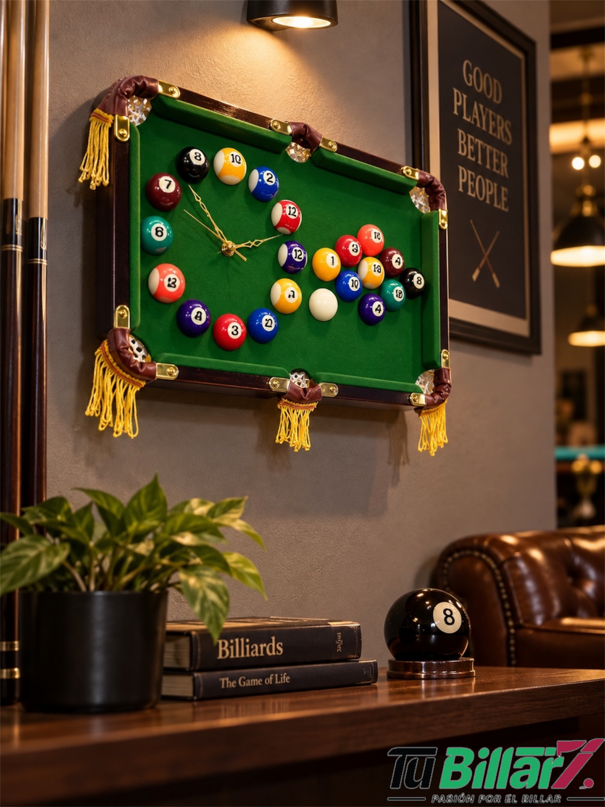 Reloj decorativo – Diseño mesa de billar